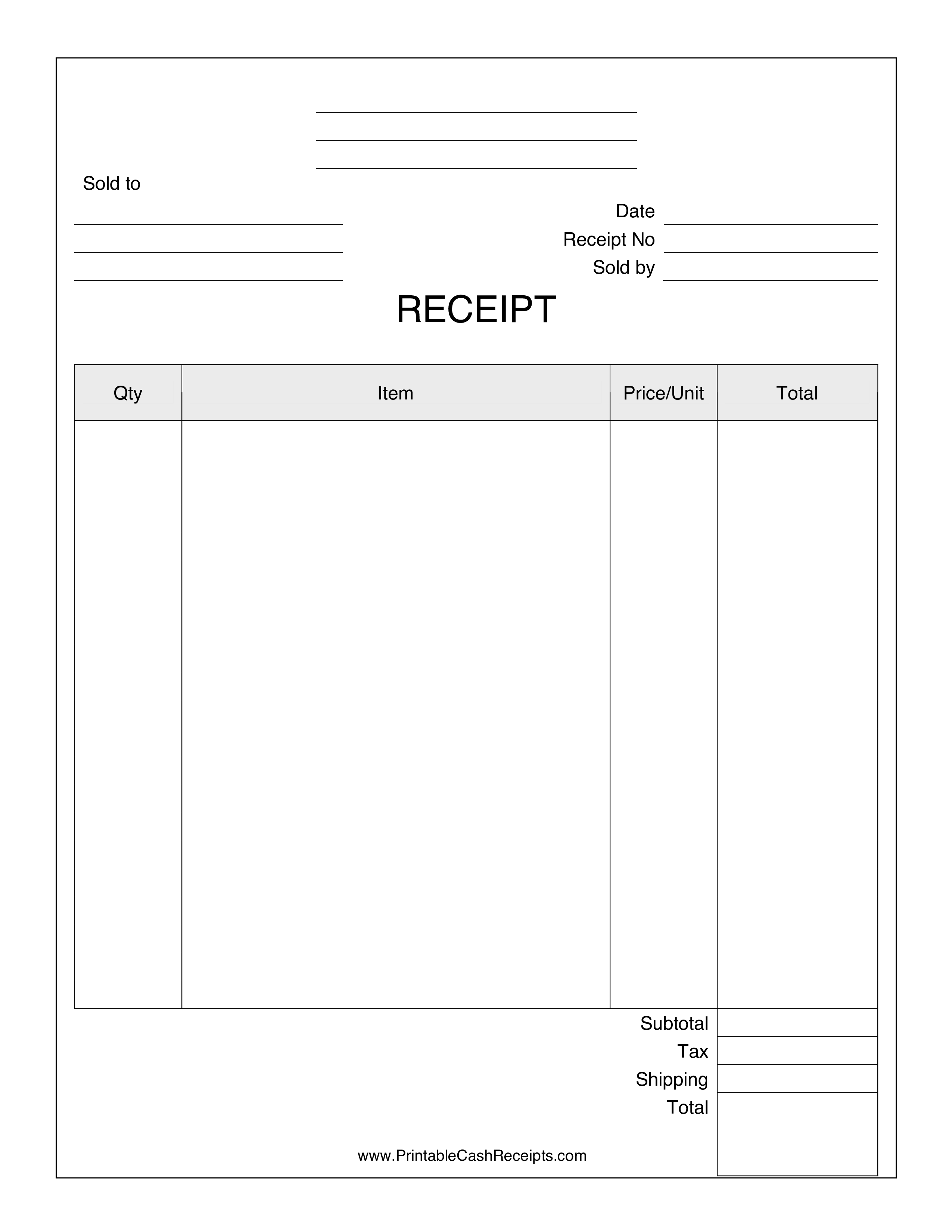 Télécharger Gratuit Cash Receipt template