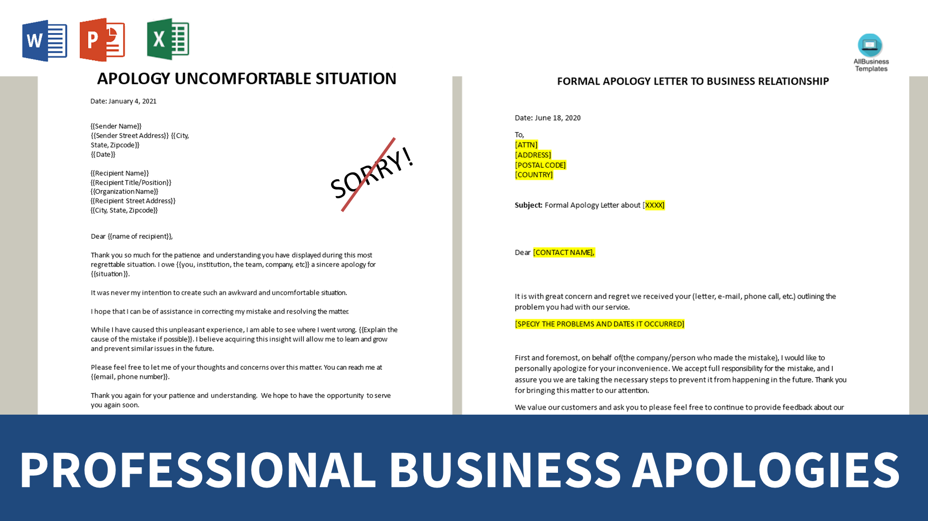 Business Apology Letters