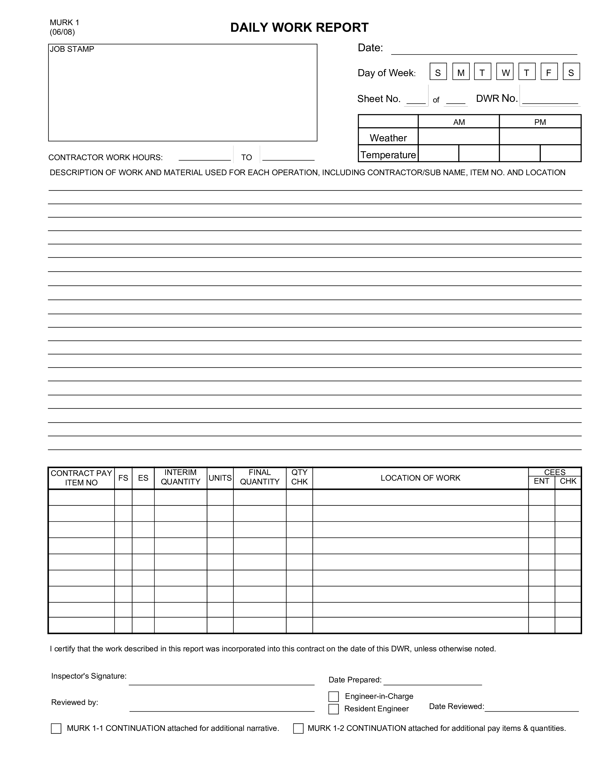 daily work report Hauptschablonenbild