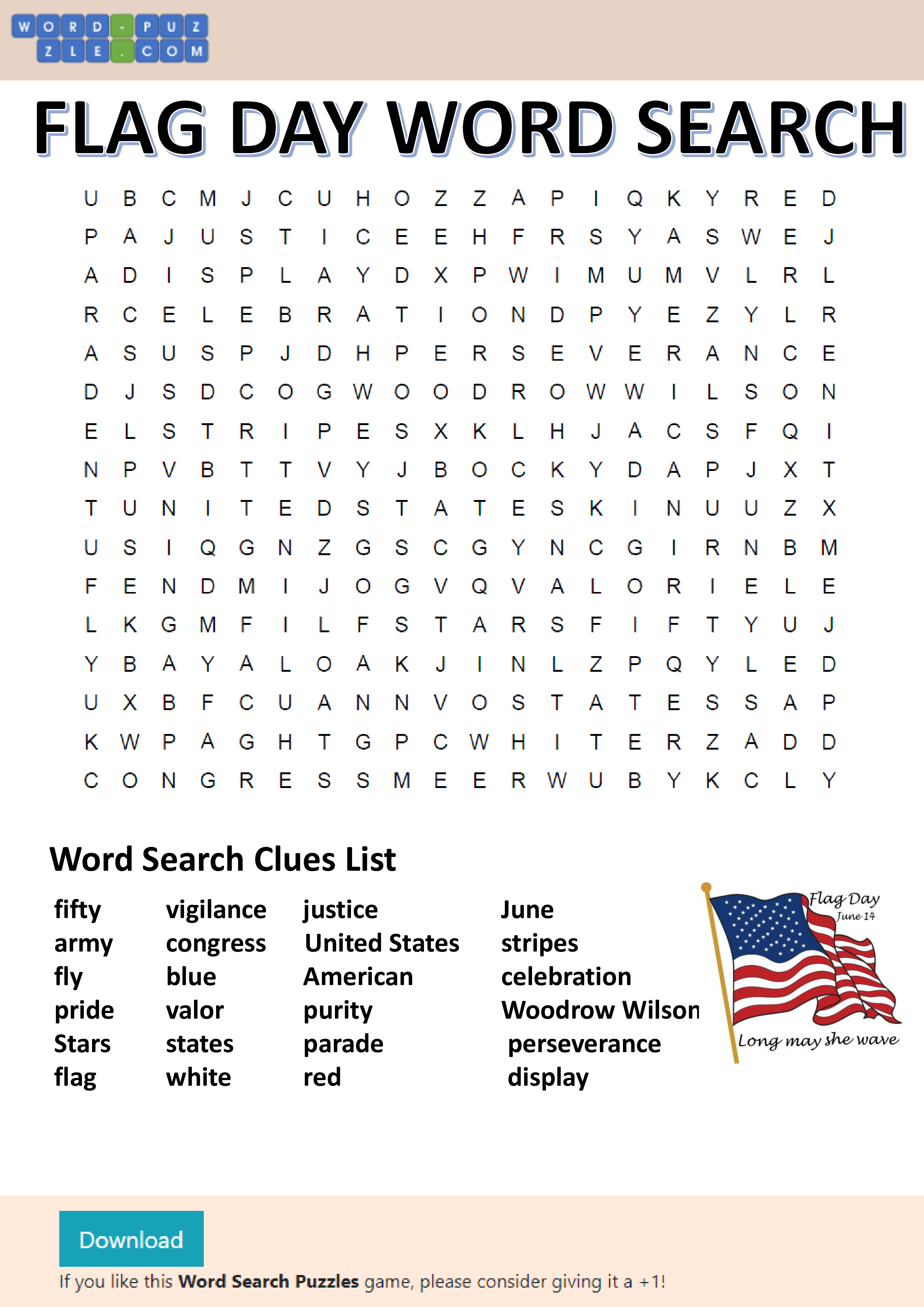 Flag Day Word Search main image