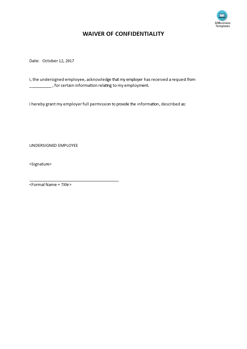 waiver of confidentiality Hauptschablonenbild