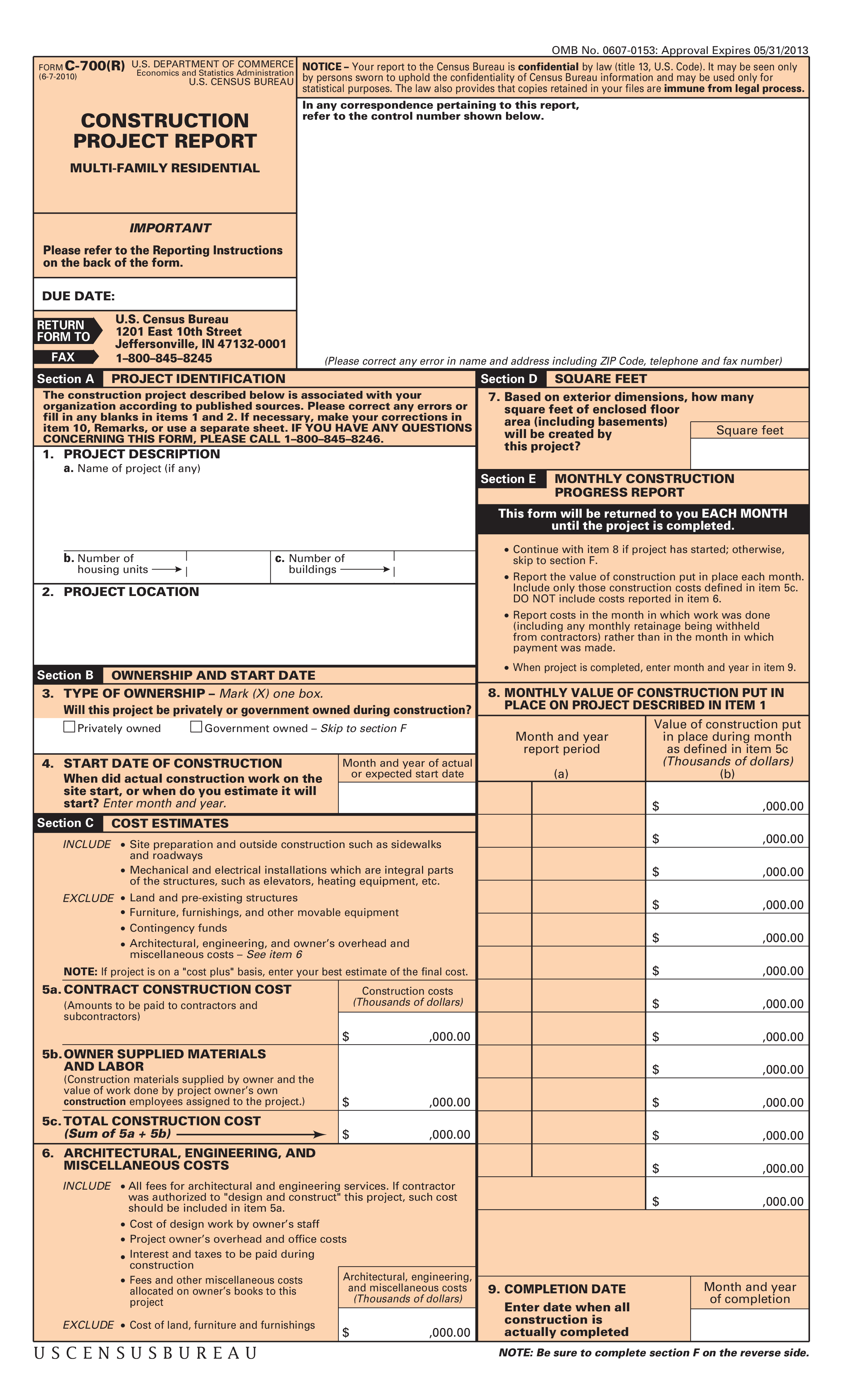 Construction Project Expense Report 模板