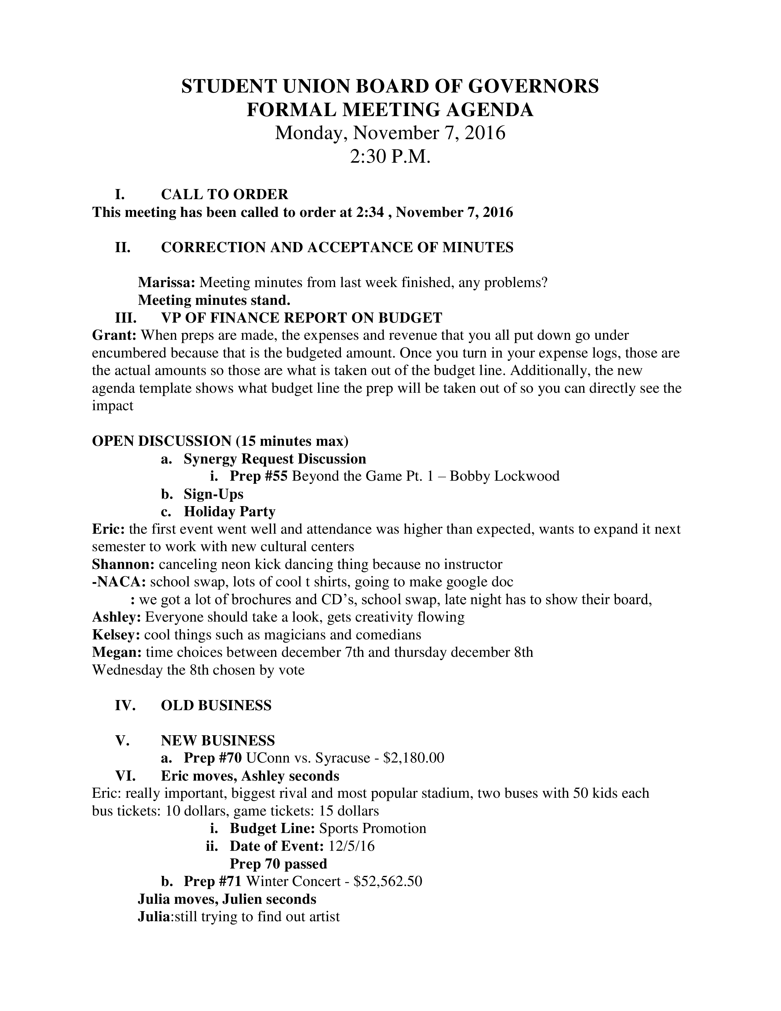 formal board meeting template