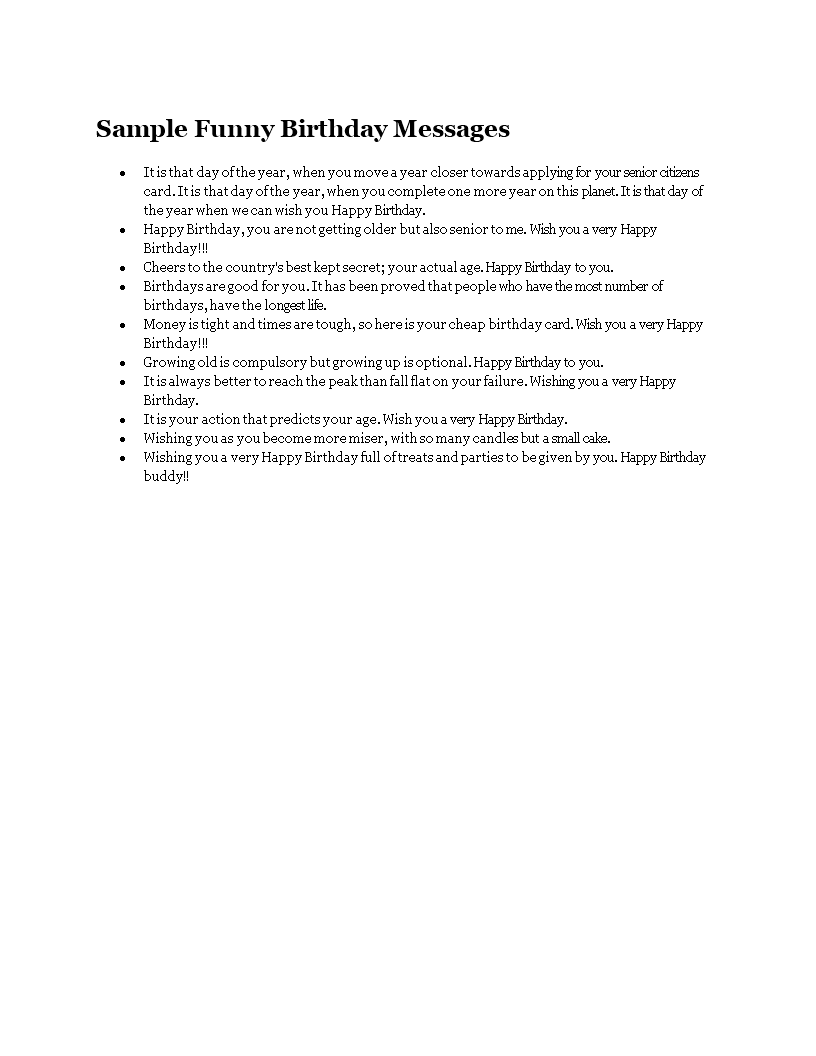 Sample Funny Birthday Messages main image