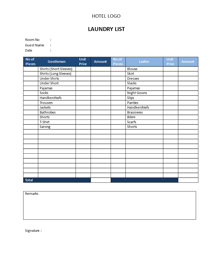 laundry-price-list-template