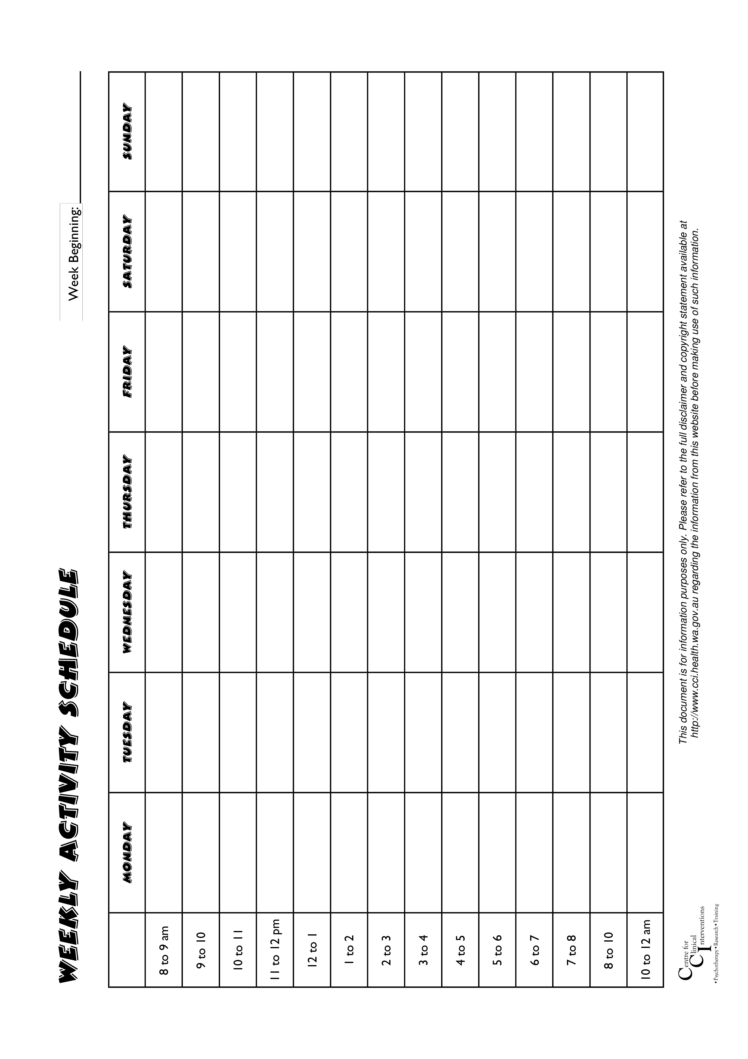 Blank Workout Plan Schedule main image