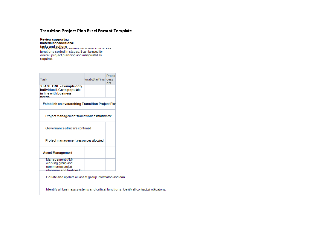 Transition Project Plan Format Excel Templates At 