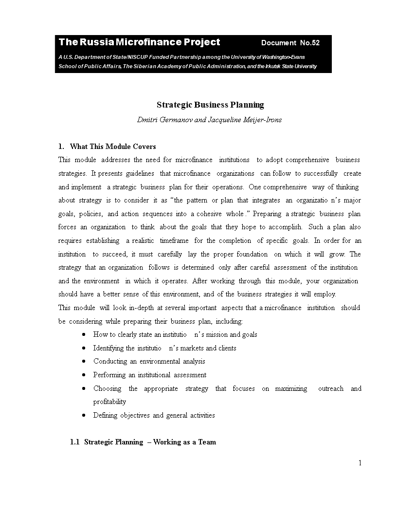 it strategic business planning example template