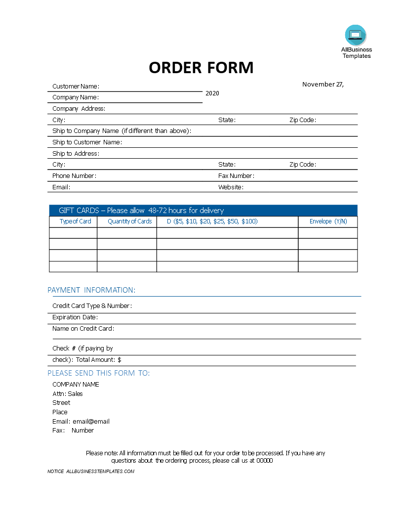 format corporate sales order voorbeeld afbeelding 