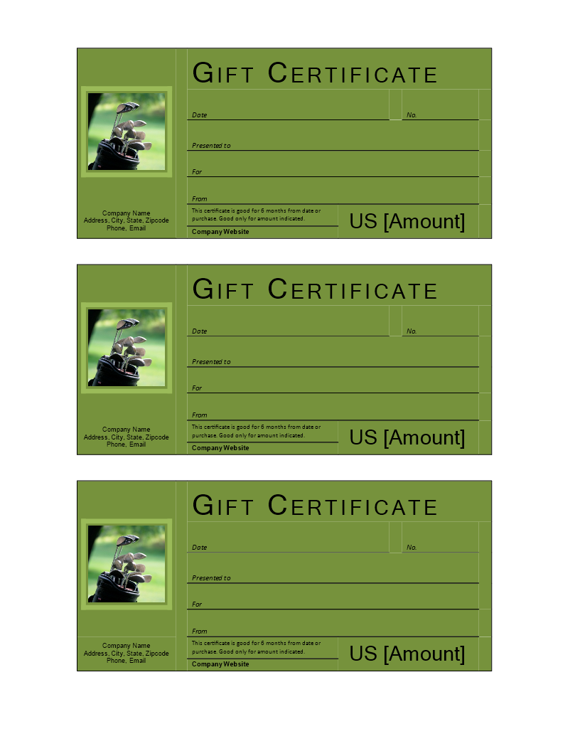 Kostenloses Golf Gift Voucher Intended For Printable Gift Certificates Templates Free