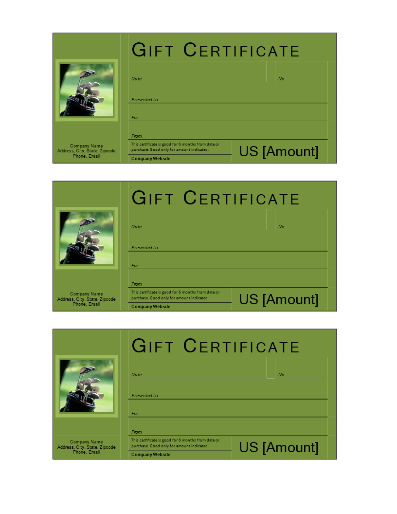 golf gift voucher template