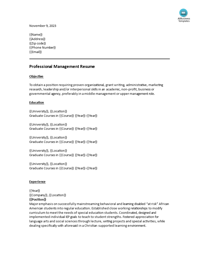 Professional Resume References main image