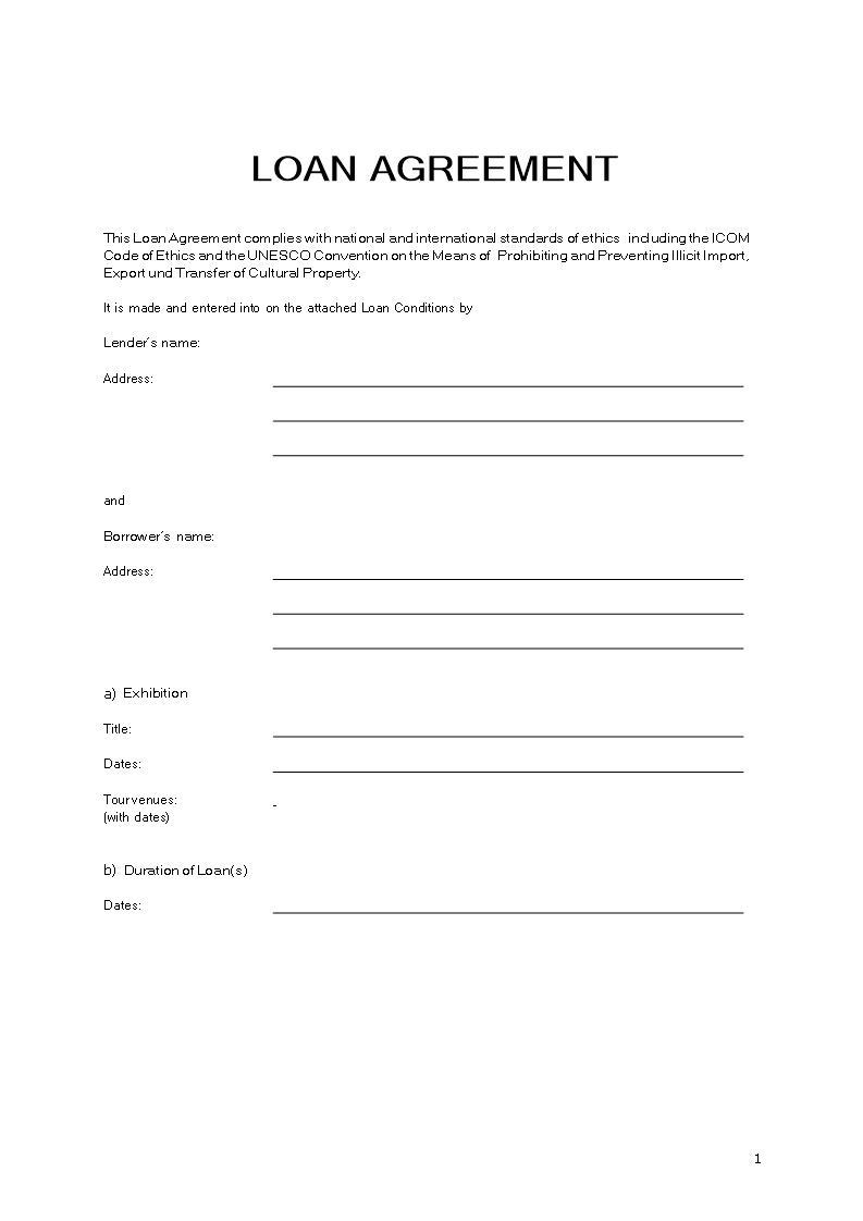 simple loan agreement form Hauptschablonenbild