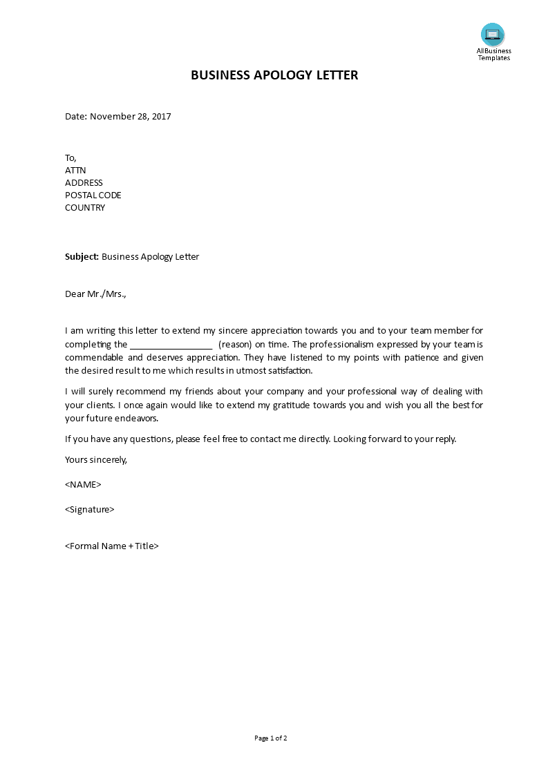 business appreciation letter example template