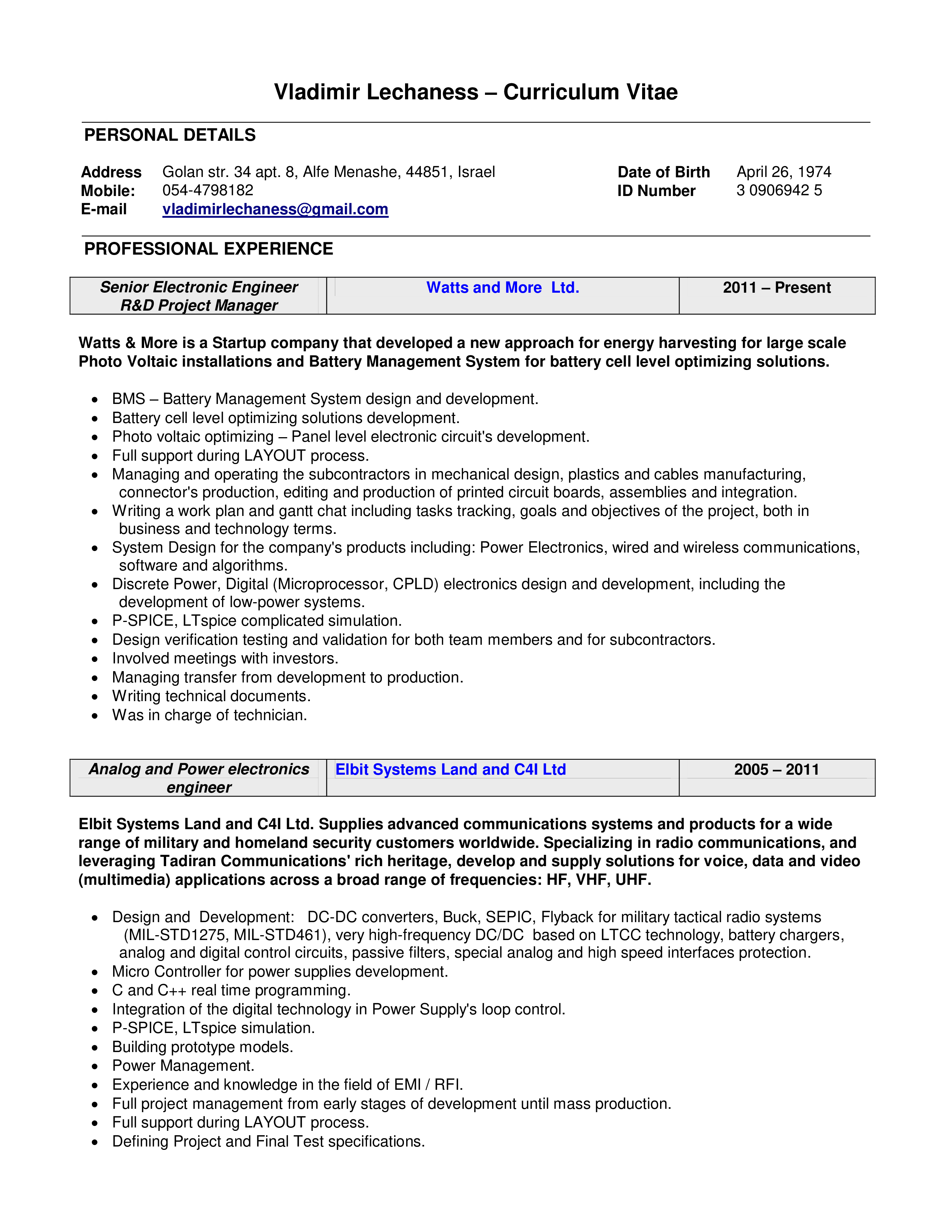 service engineer template