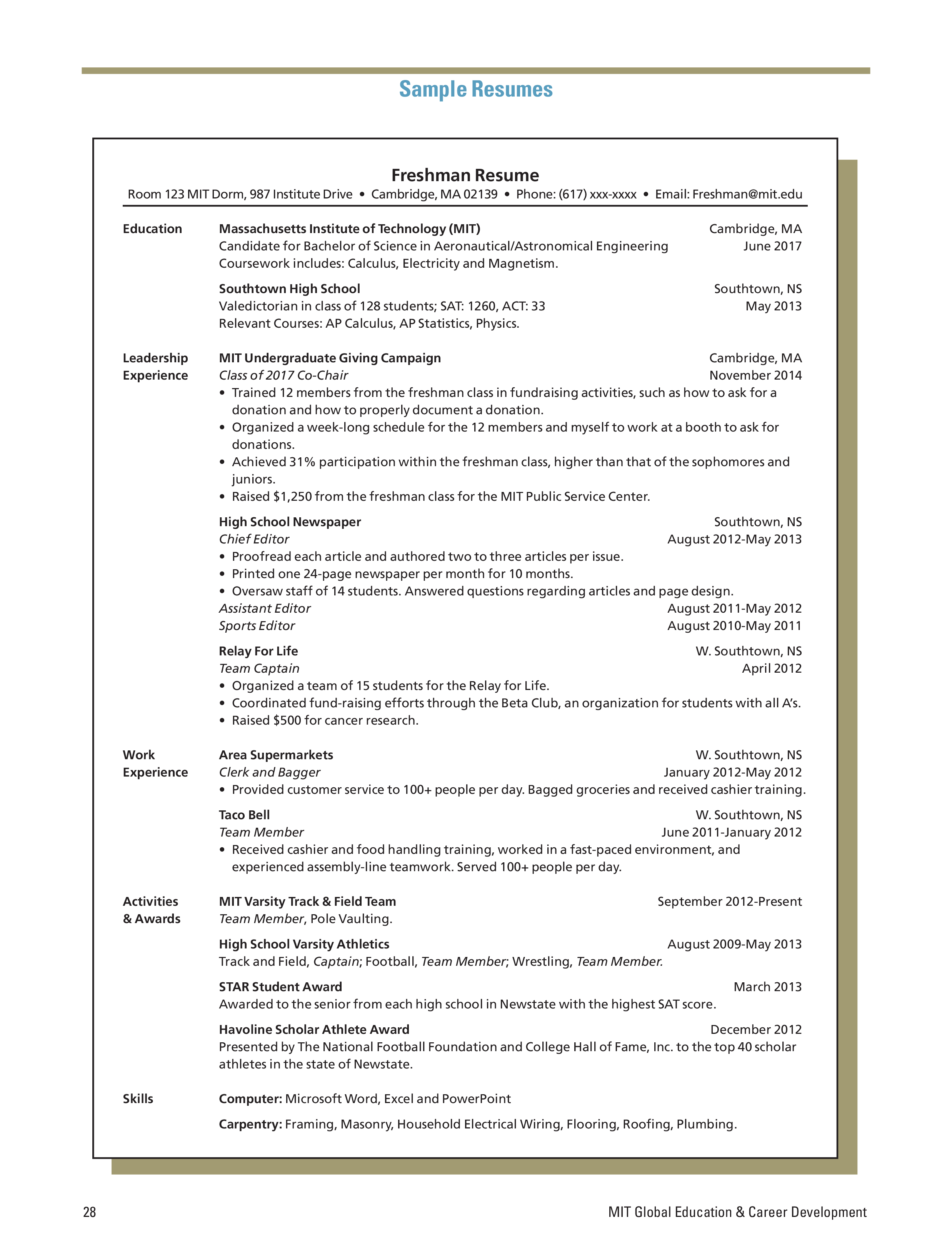 sample computer engineering resume template