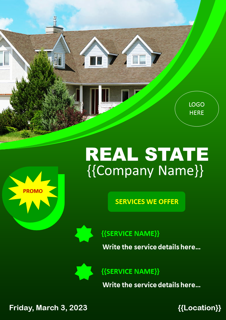 real state flyer template voorbeeld afbeelding 