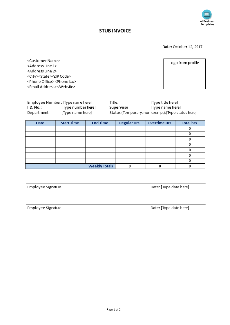 weekly time sheet template