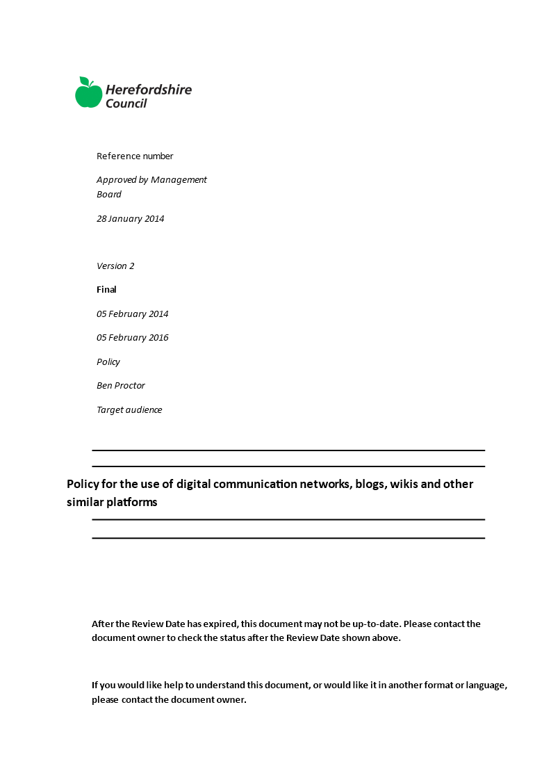 corporate social media policy Hauptschablonenbild