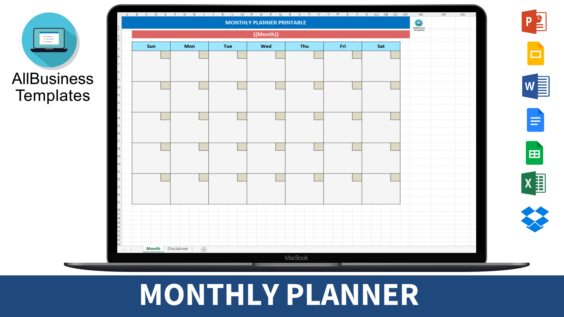 printable monthly planner voorbeeld afbeelding 