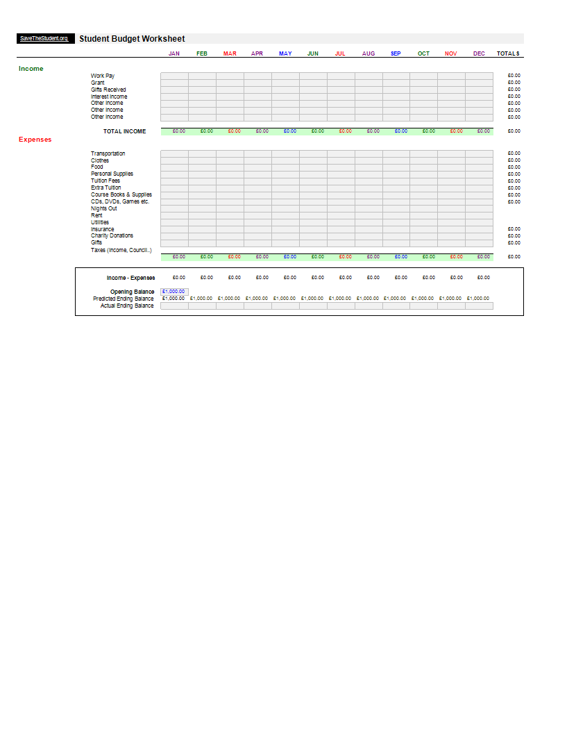 simple home budget excel Hauptschablonenbild