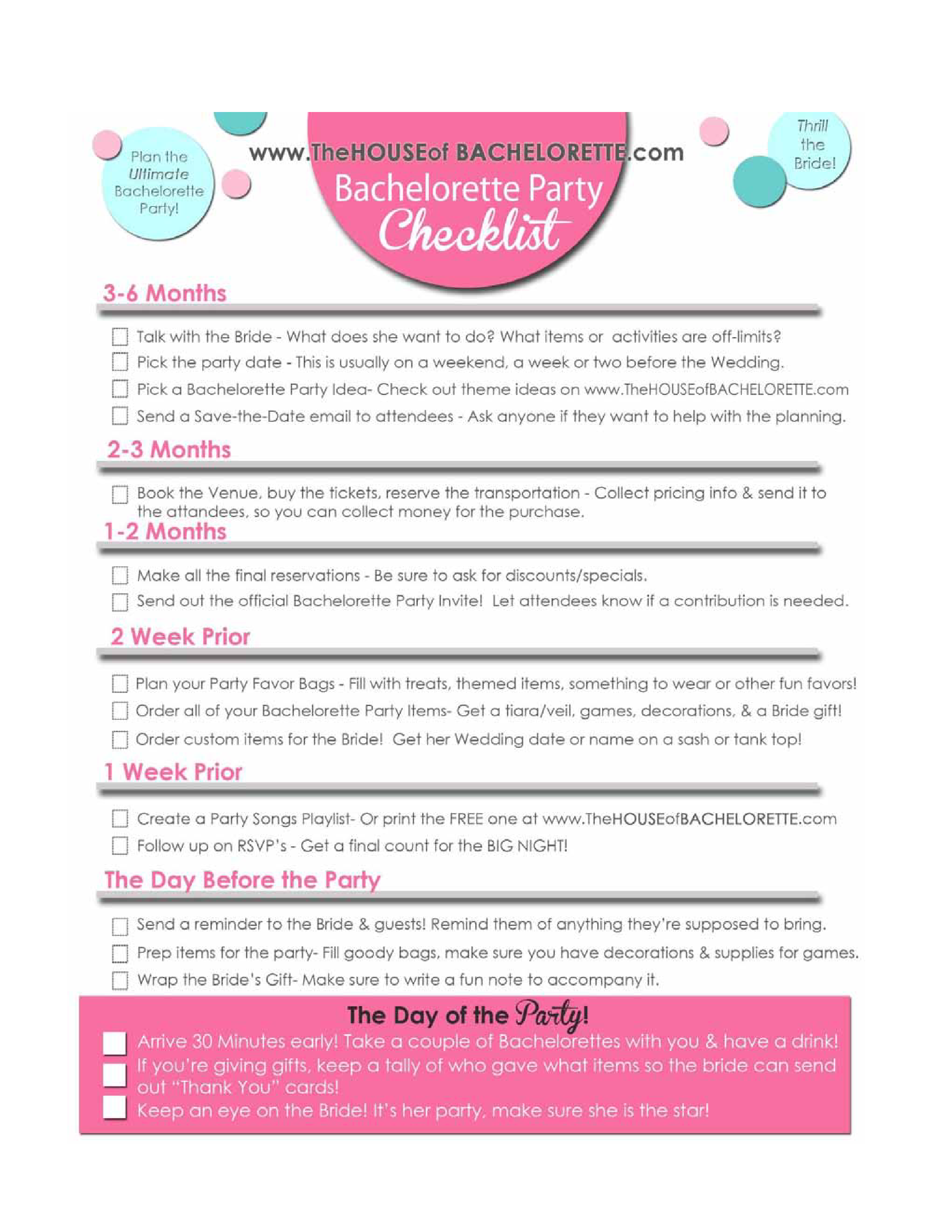 Bachelorette Party Checklist main image