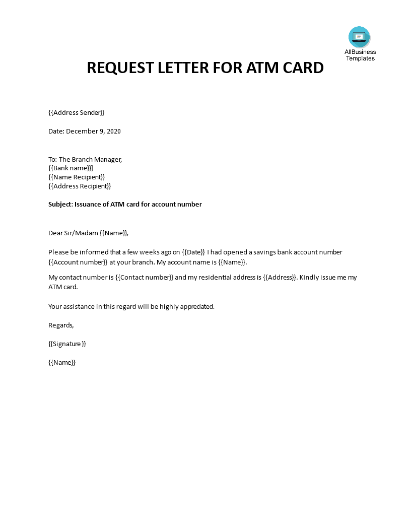 Application for issue ATM card main image