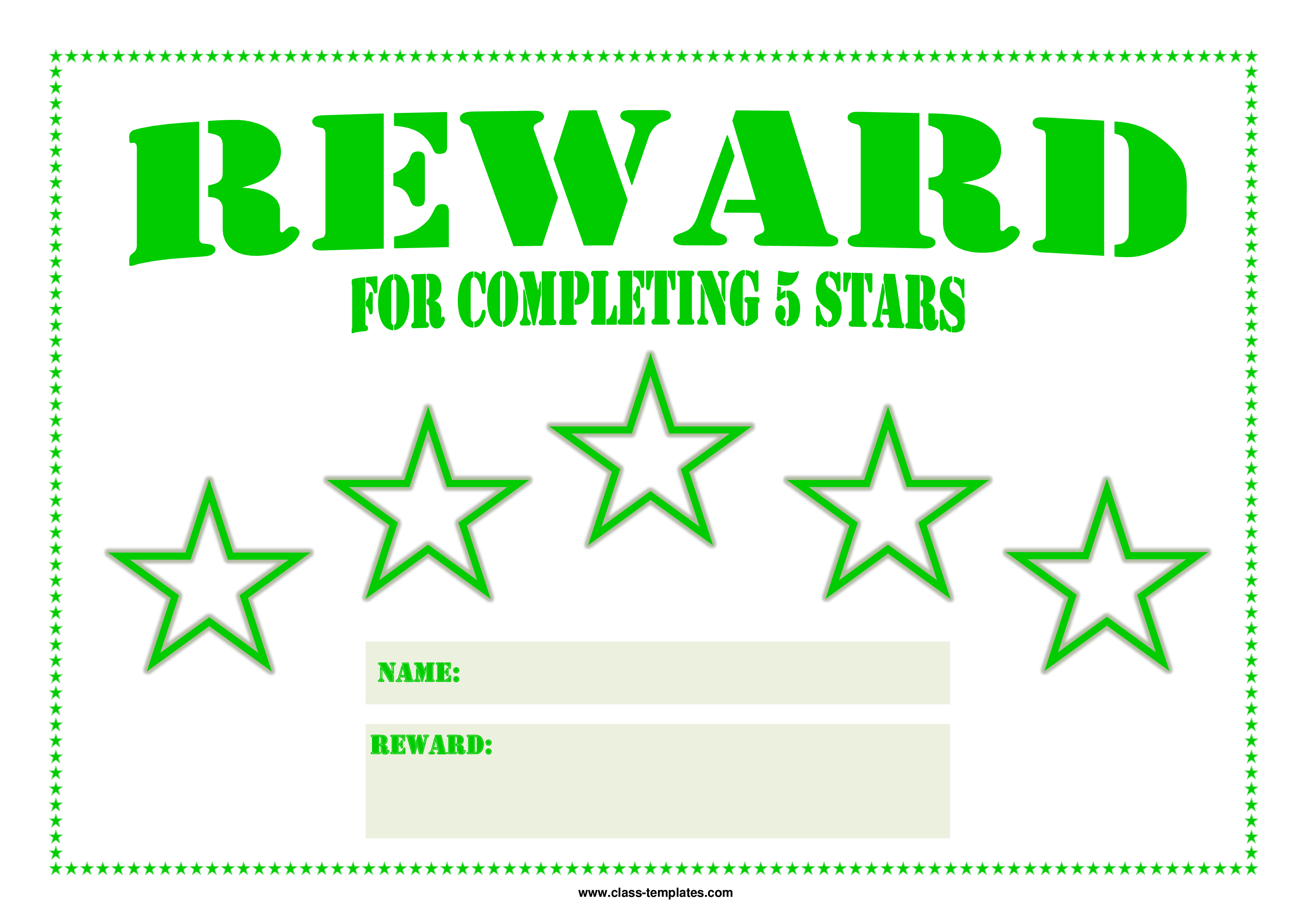 star reward certificate template