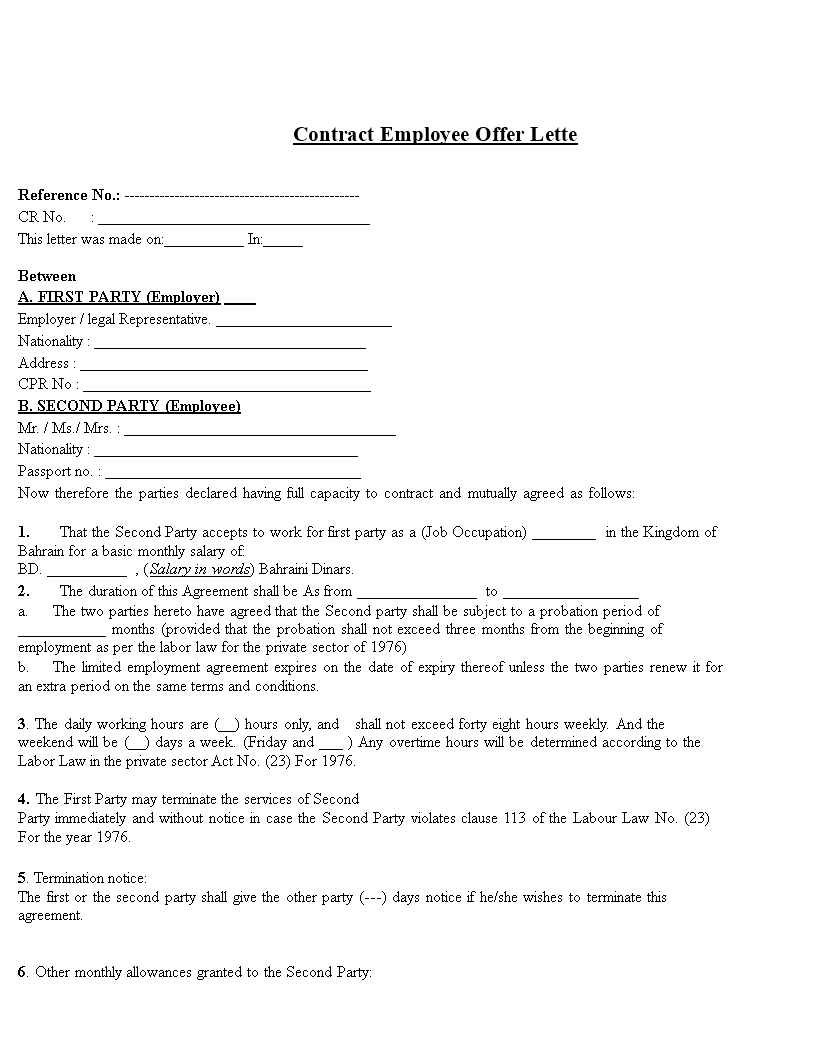 contract employee offer letter plantilla imagen principal