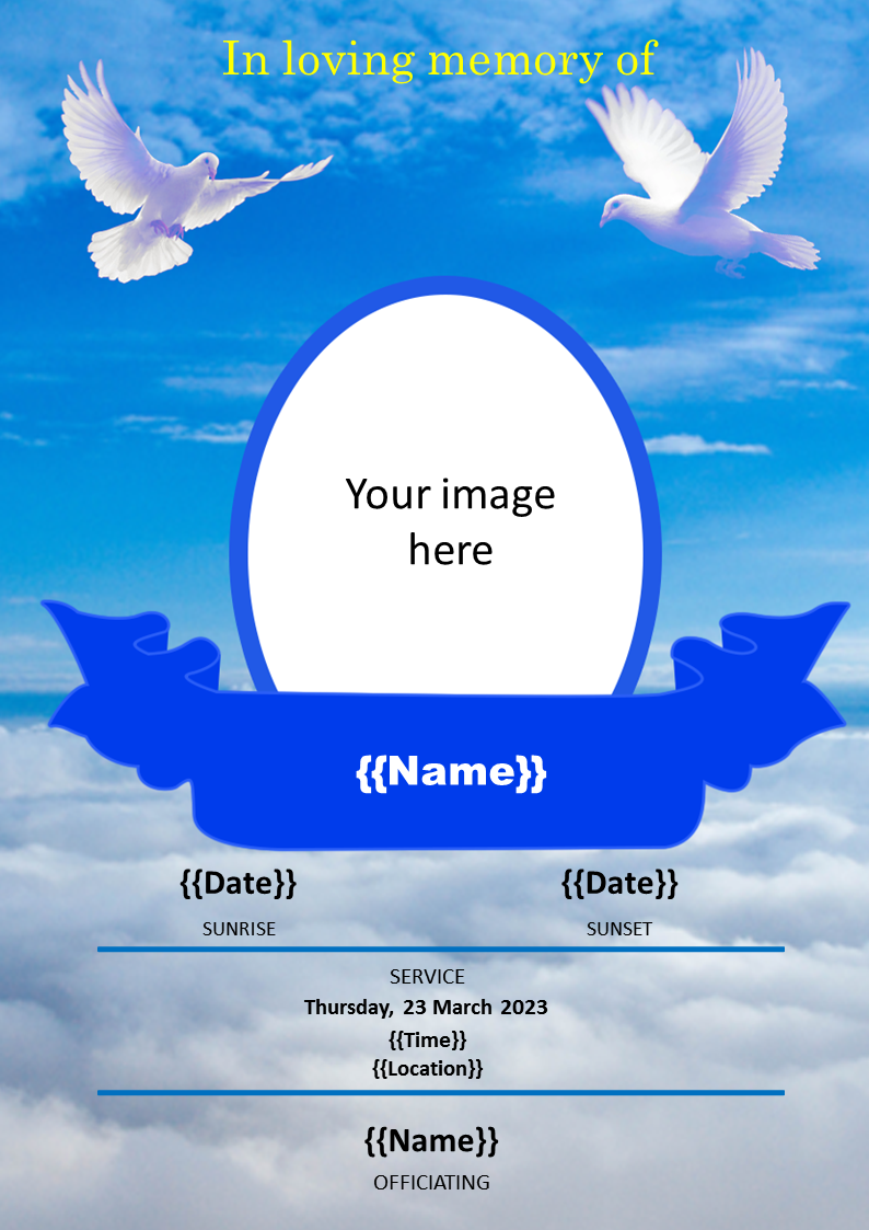 funeral flyer template voorbeeld afbeelding 