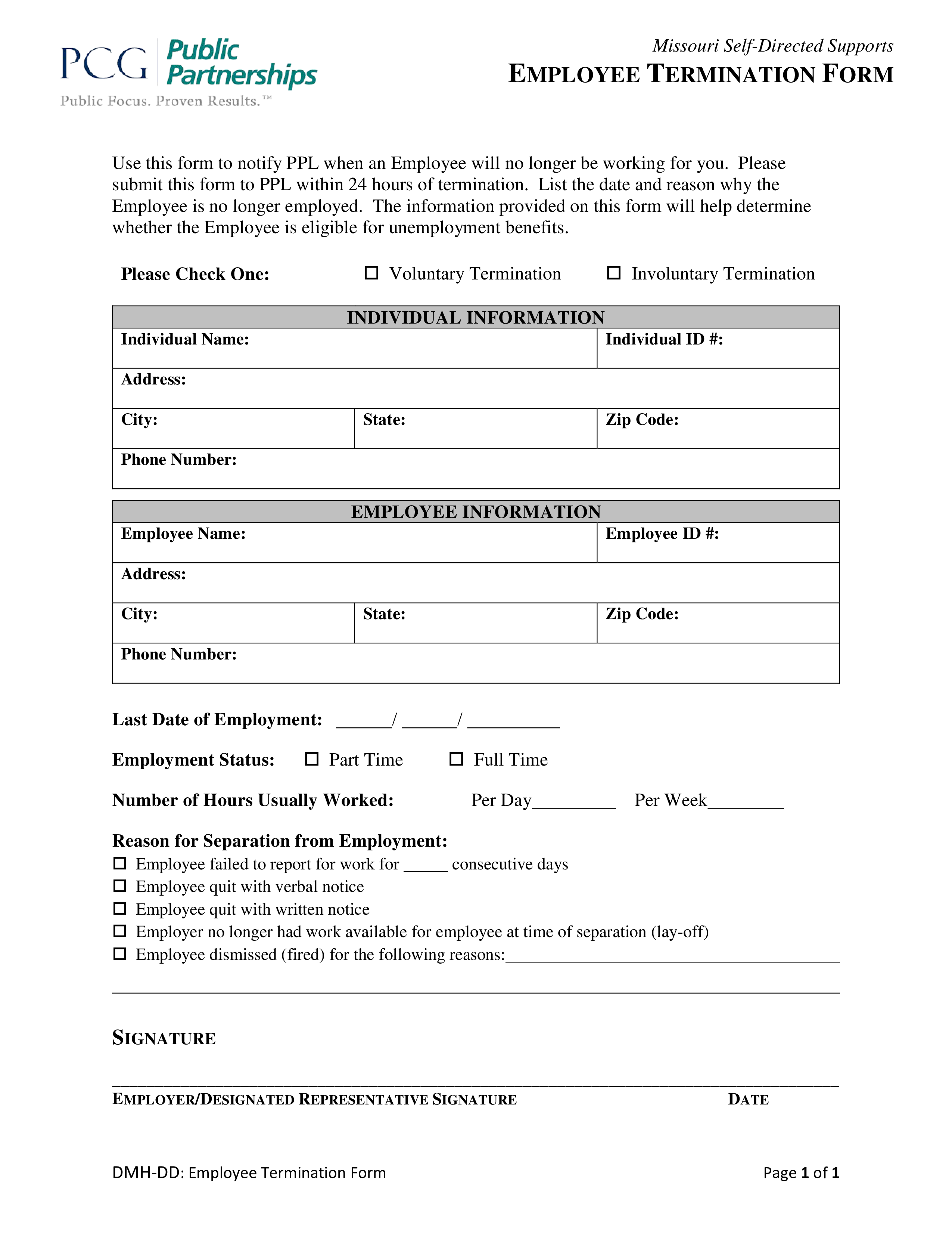 employee termination form sample Hauptschablonenbild