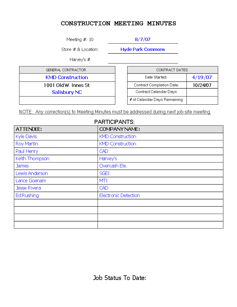 Meeting Minutes Template