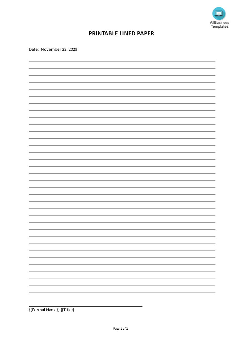 Printable Lined Paper main image