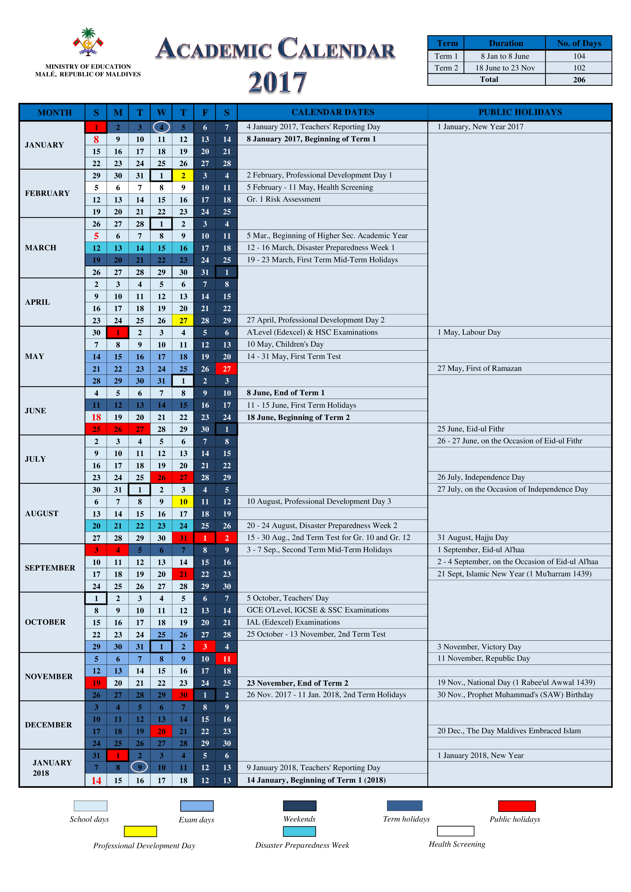 basic academic calendar modèles