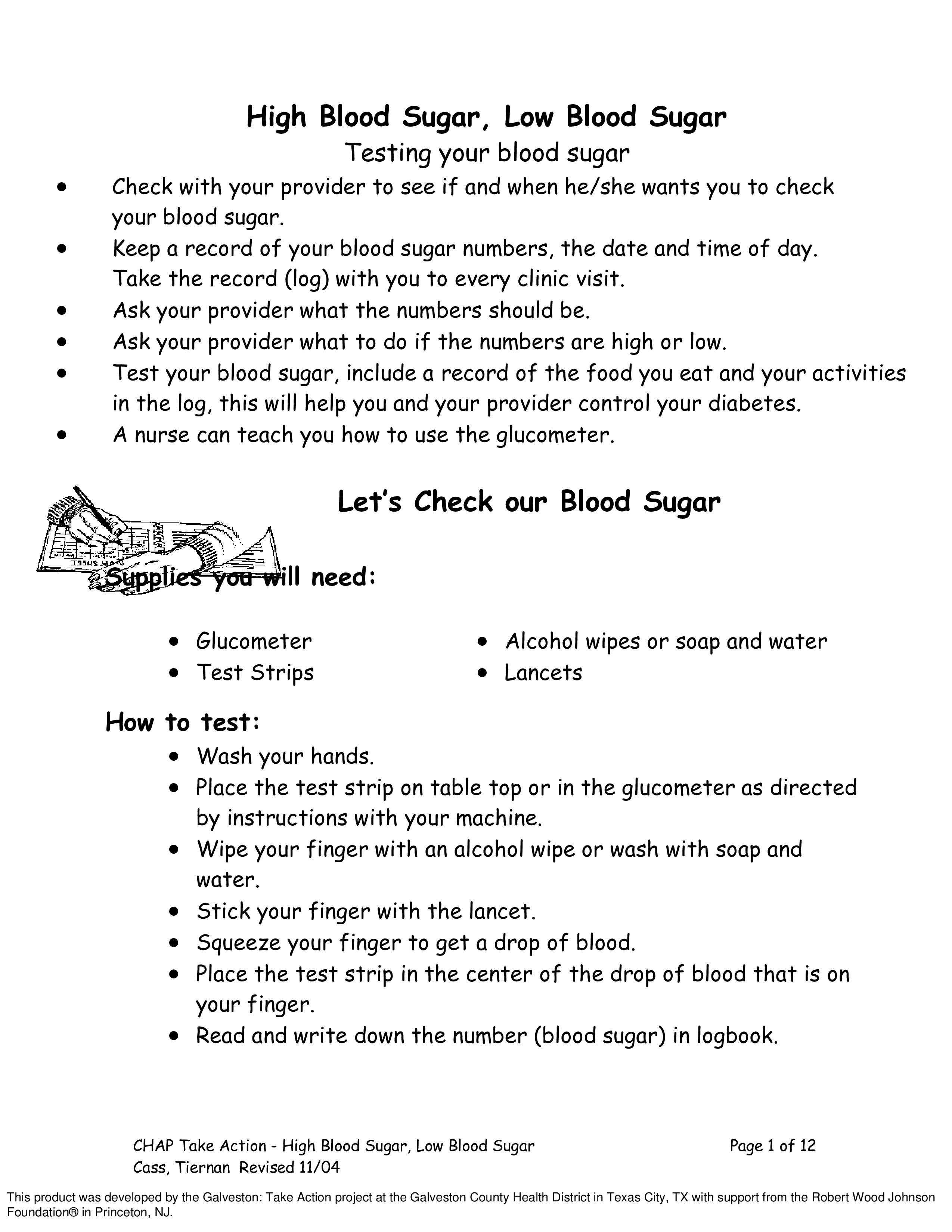 High Glucose Levels Chart