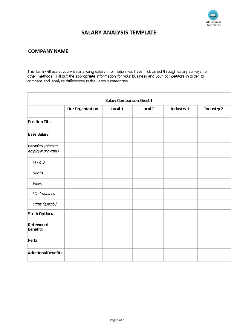 employee salary analysis template modèles