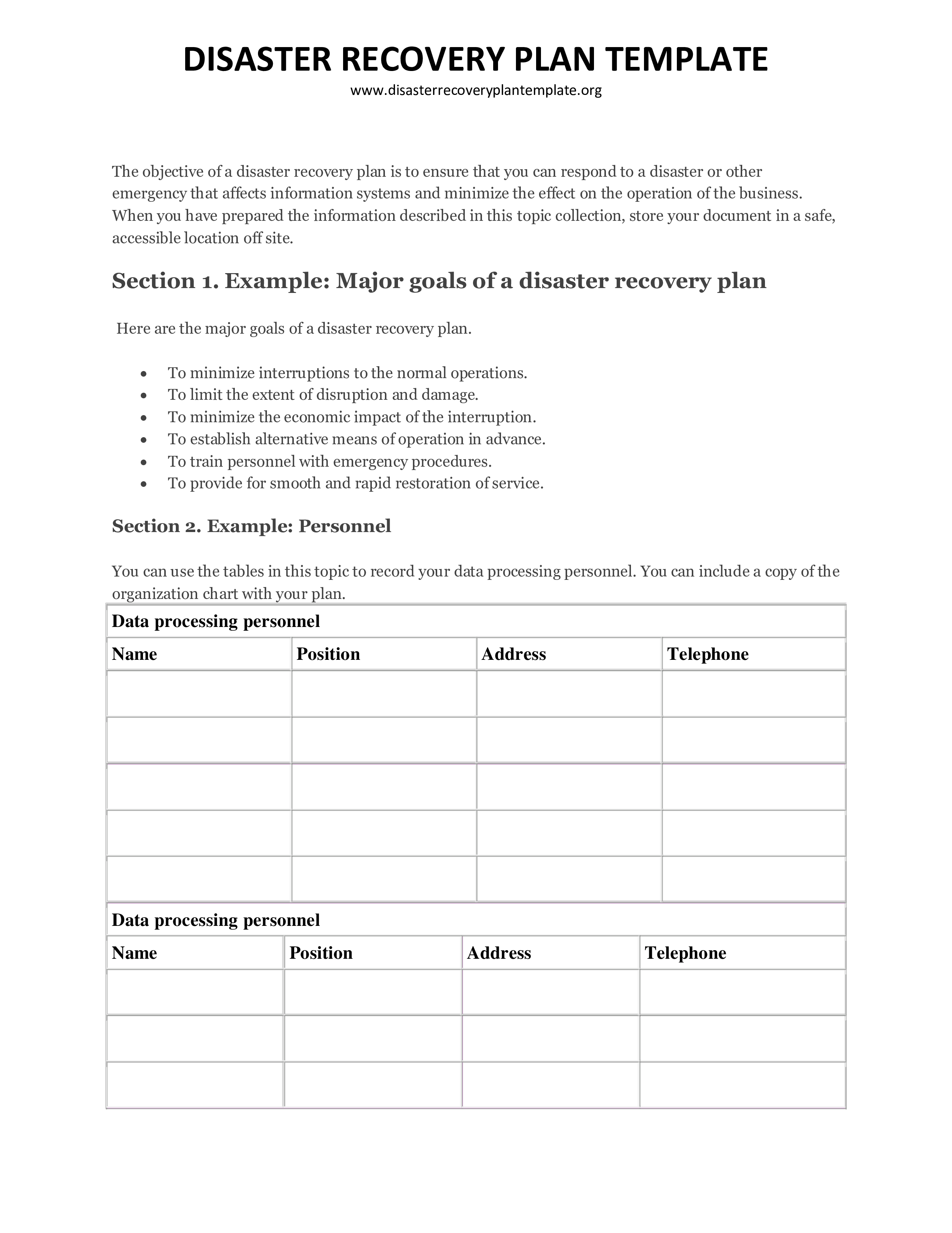 Eimer Backstein Betsy Trotwood Computer Disaster Recovery Plan Sample 