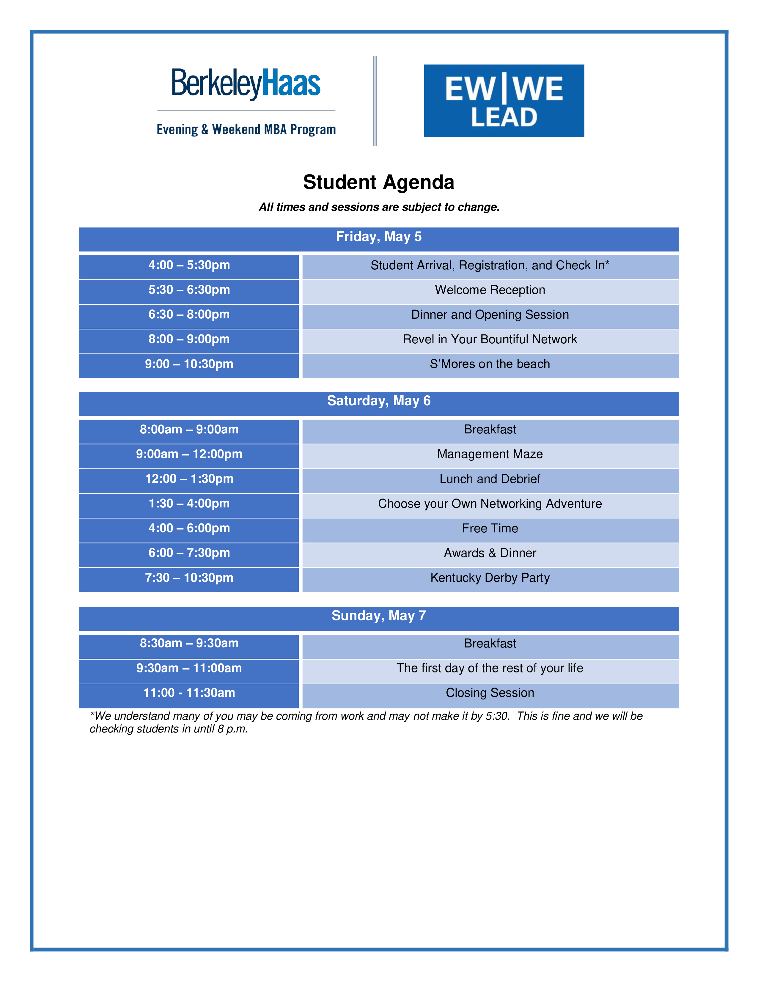 student agenda template