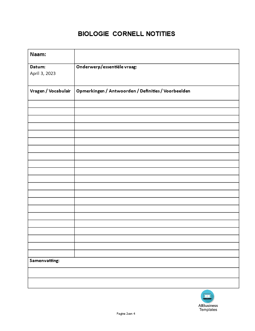 biologie cornell notities word voorbeeld afbeelding 