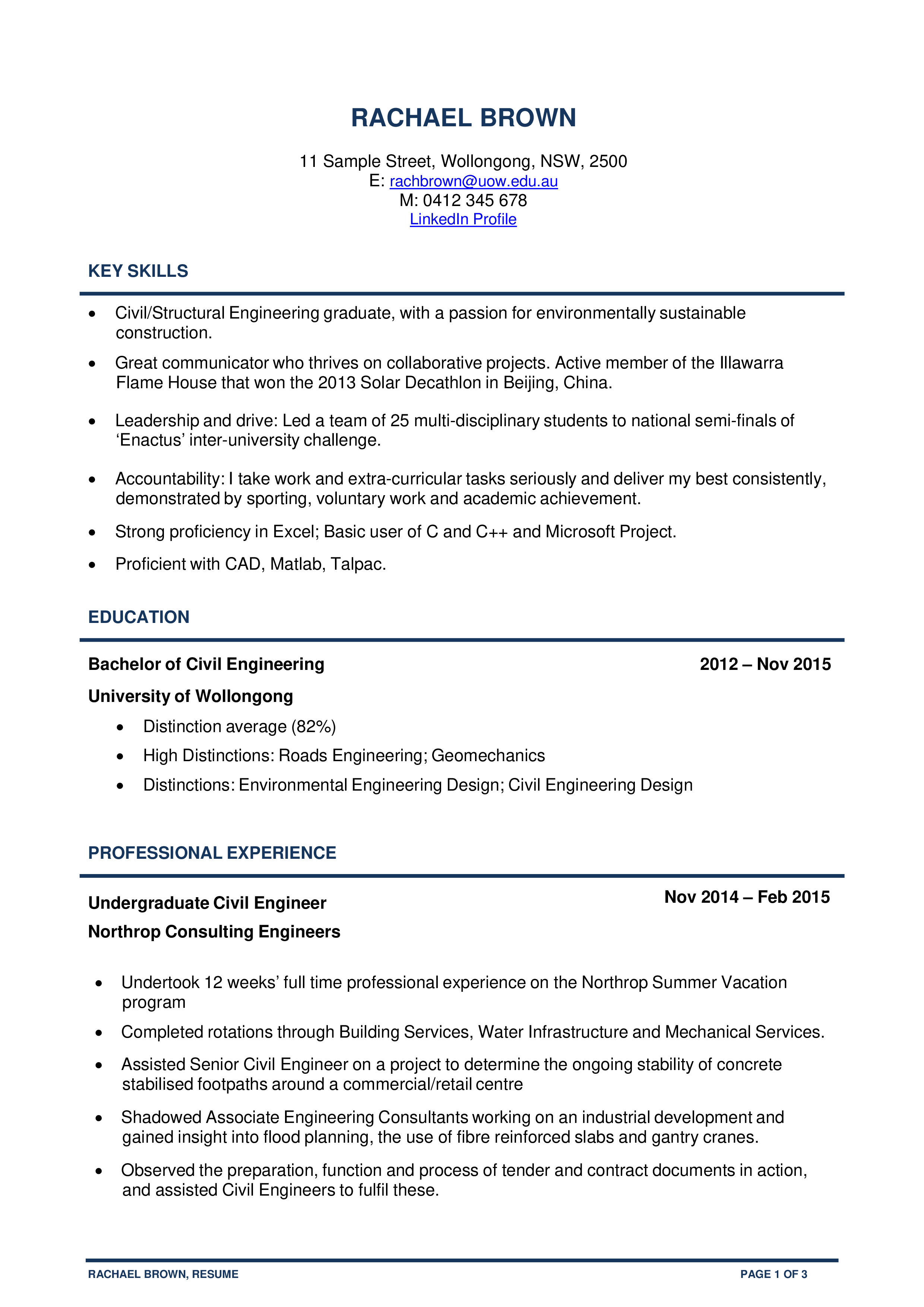 graduate civil engineer modèles