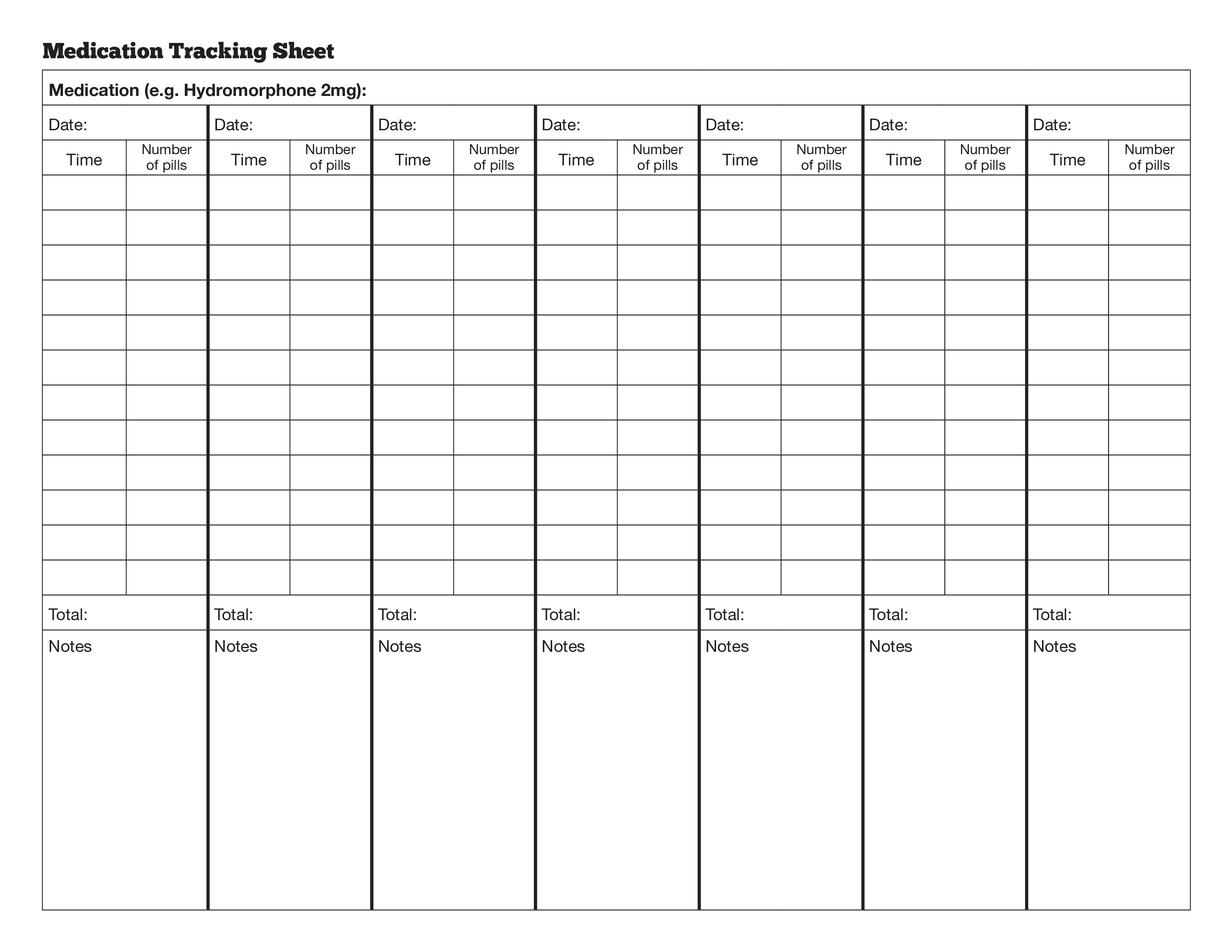 sample medication tracking template