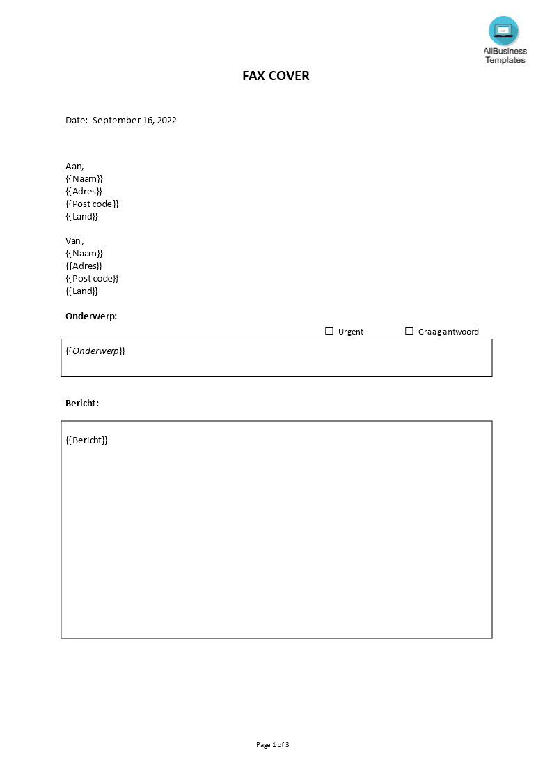 fax voorpagina template