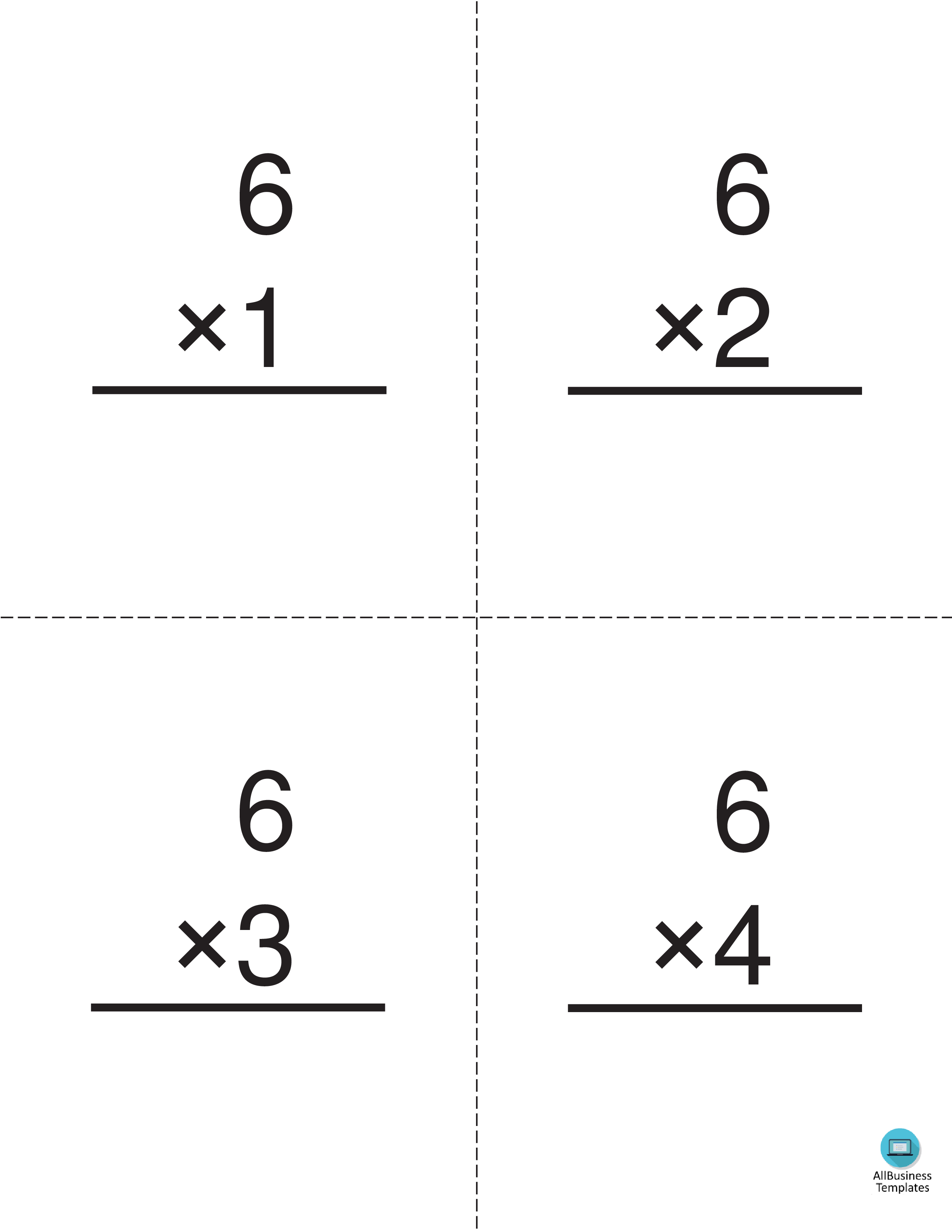 multiplication times 6 flashcards template