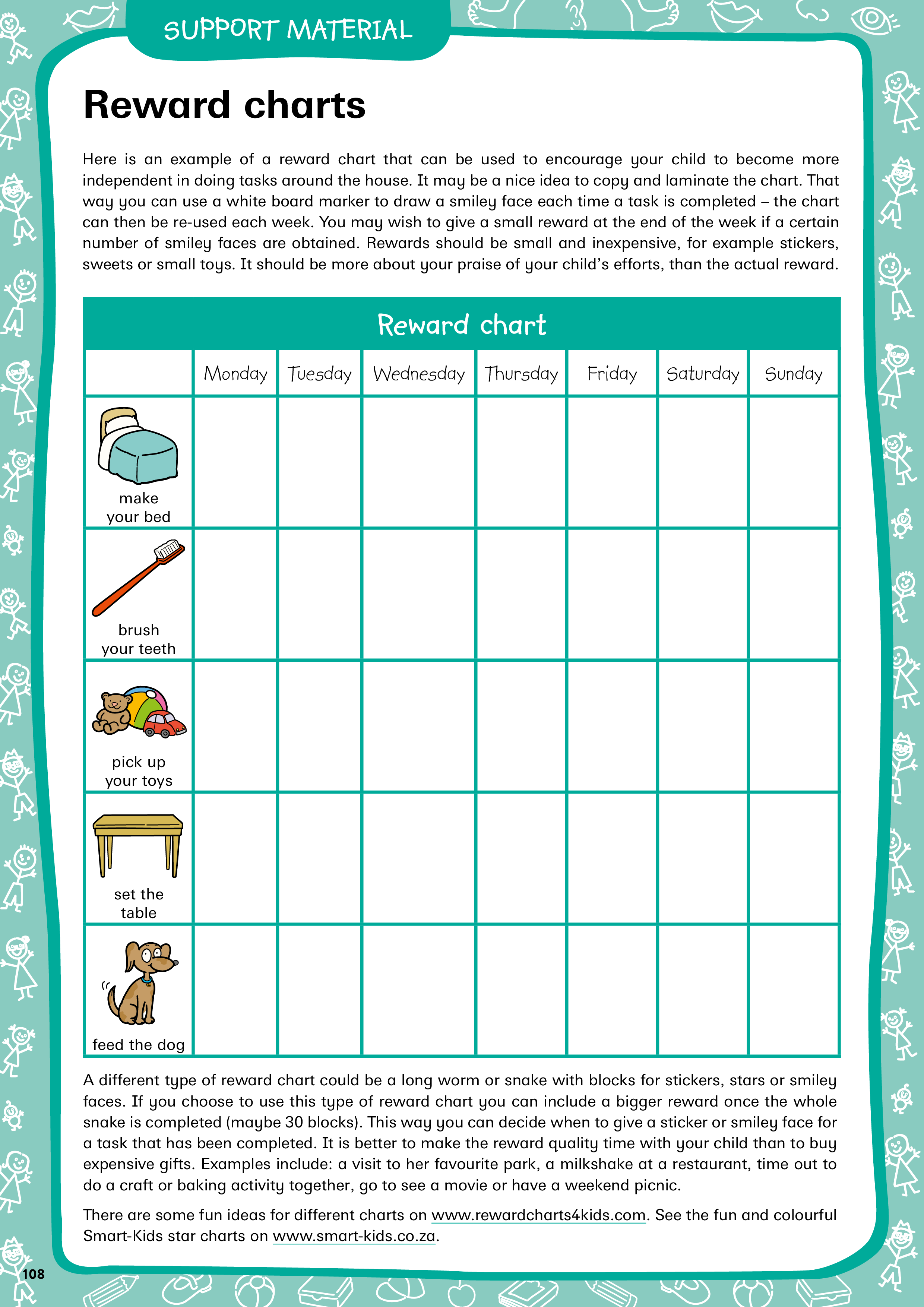 Reward Charts For Kids Template