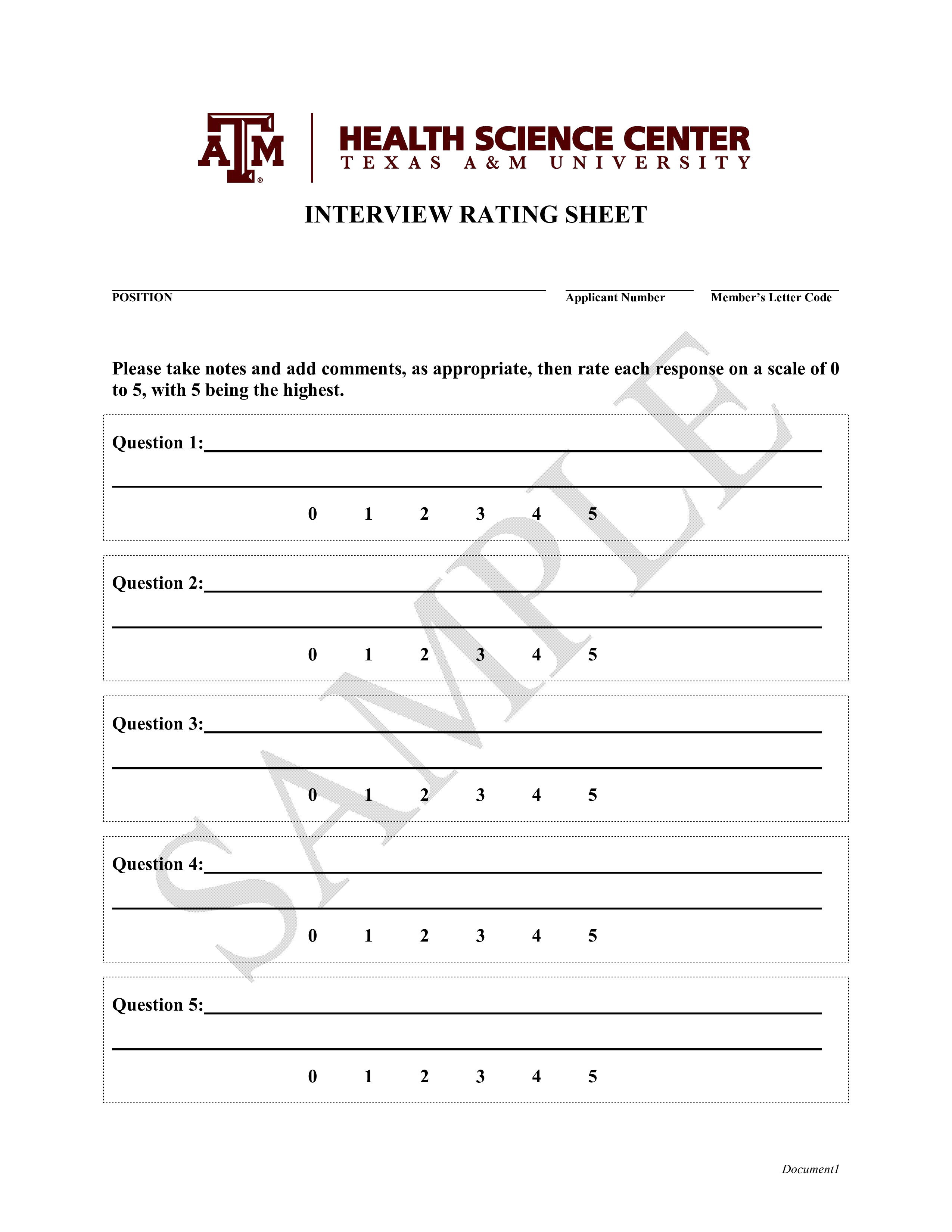 interview rating template