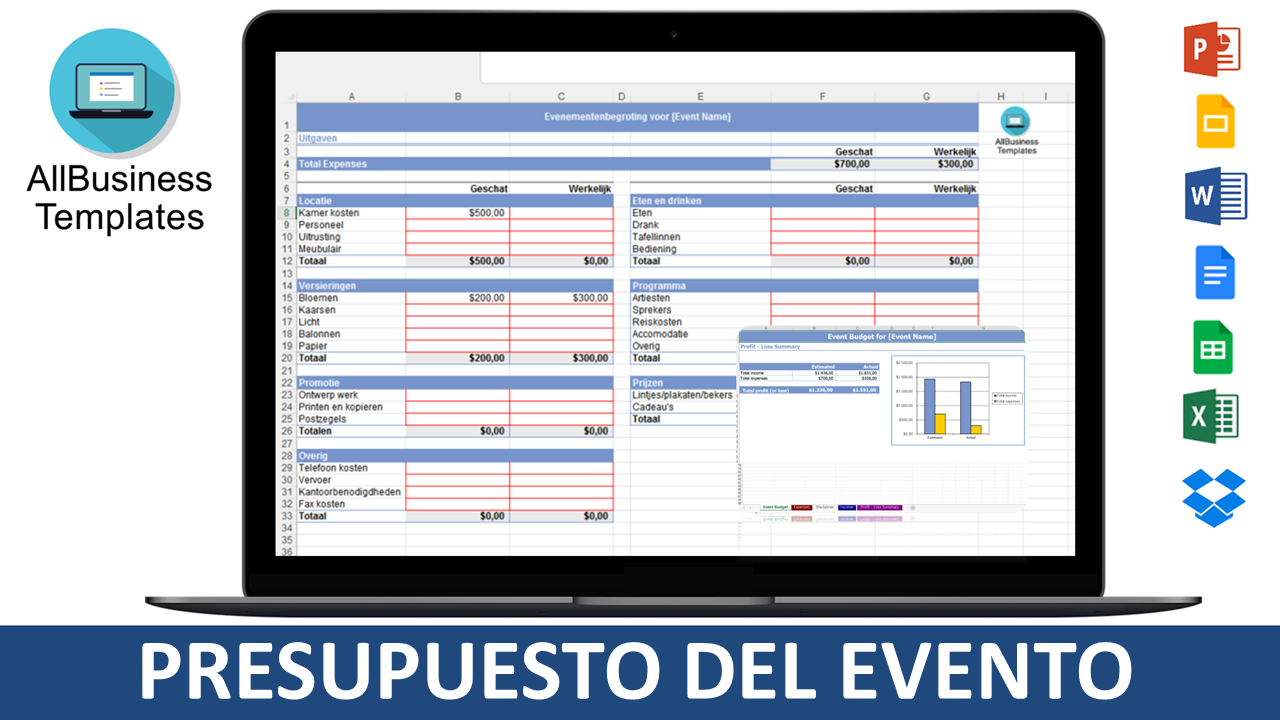 presupuesto evento template