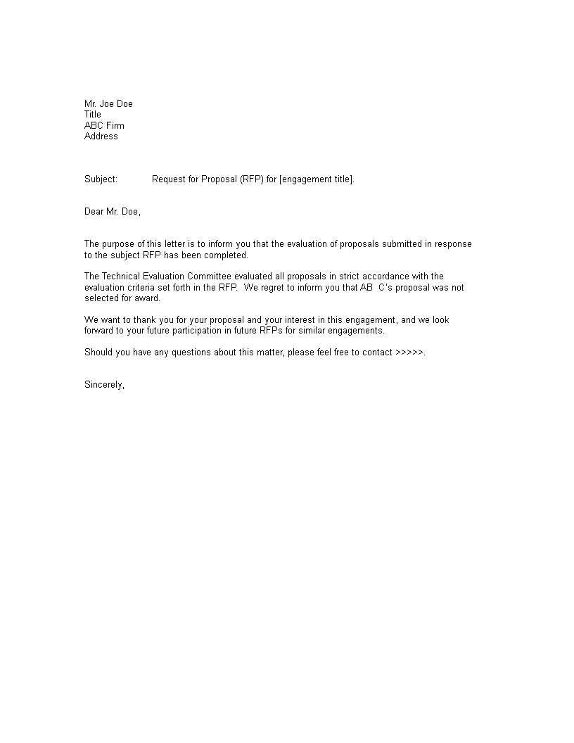 grant rejection email template