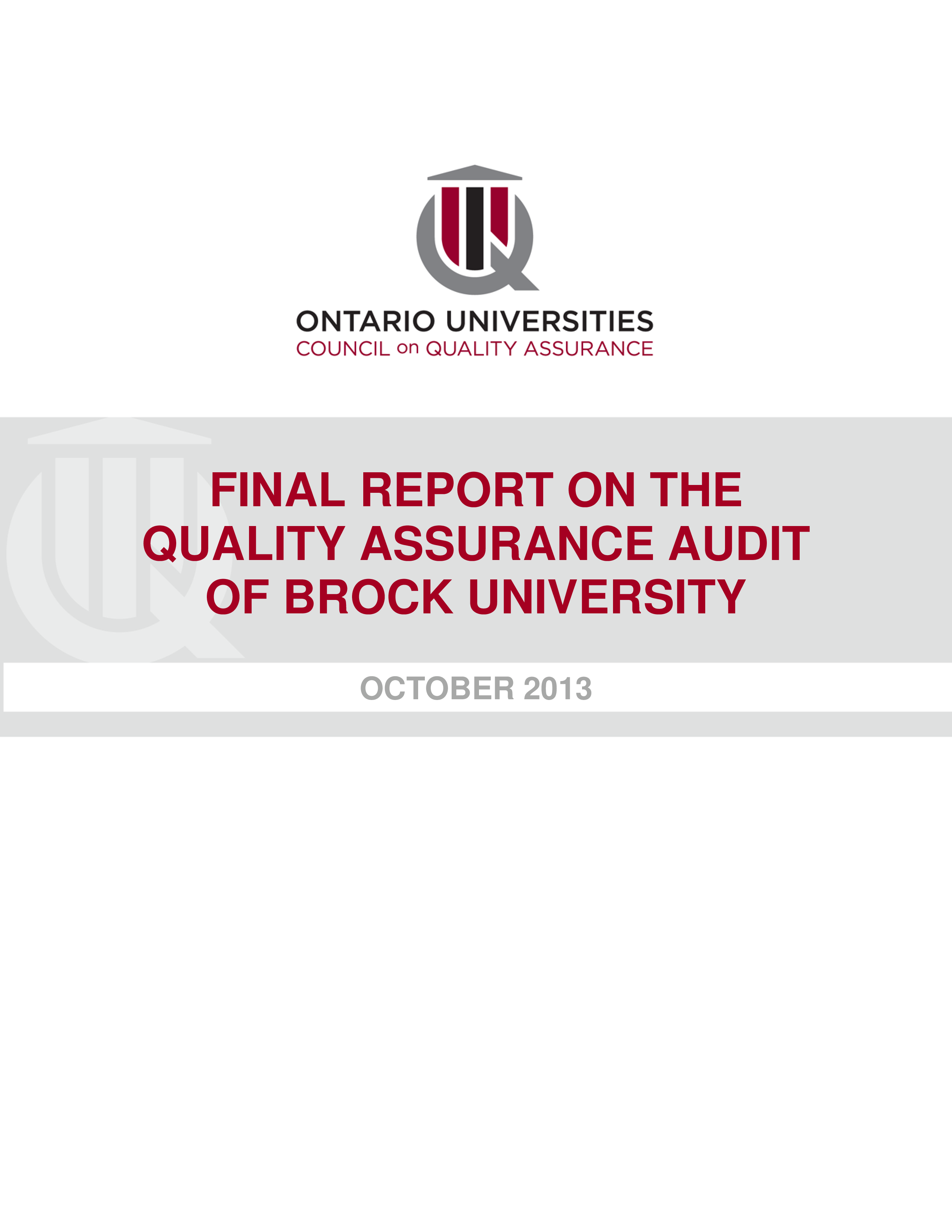 university quality council audit report template