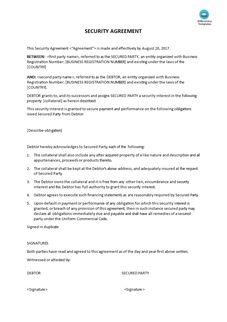 security agreement template