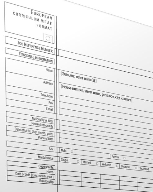 europass resume template Hauptschablonenbild